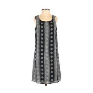 Pink Rose Black White Boho Printed Shift Dress